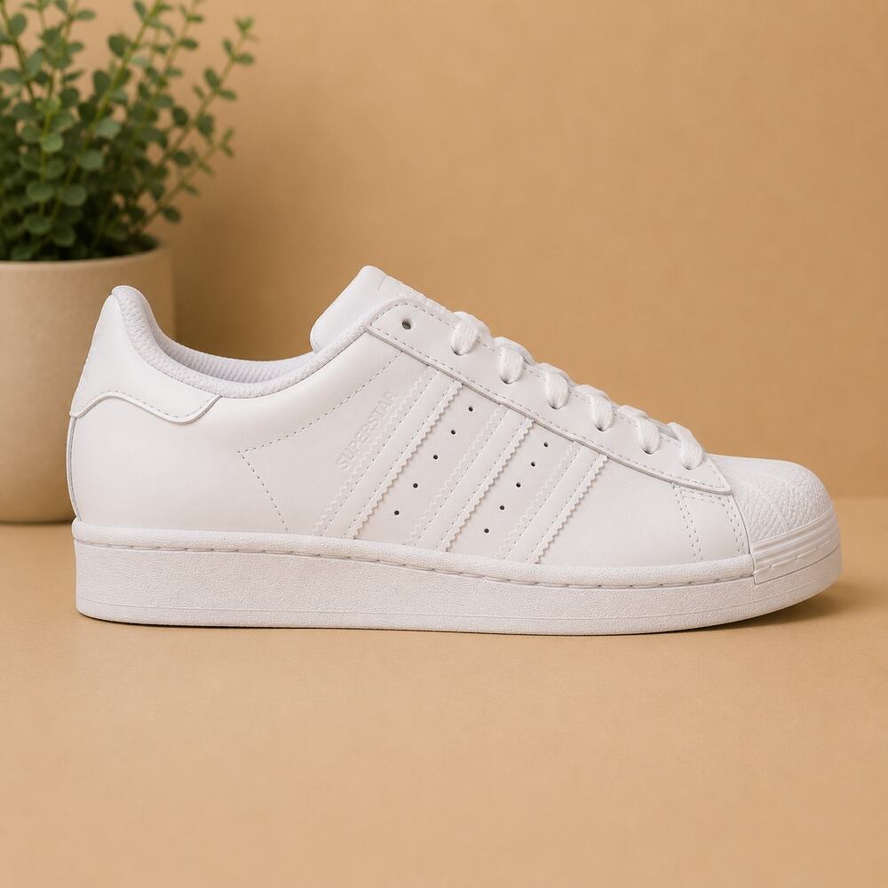 USED adidas Women's Superstar Sneaker, White/White/White, 11